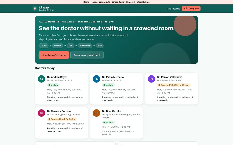 Family Clinic Queue & Records screenshot