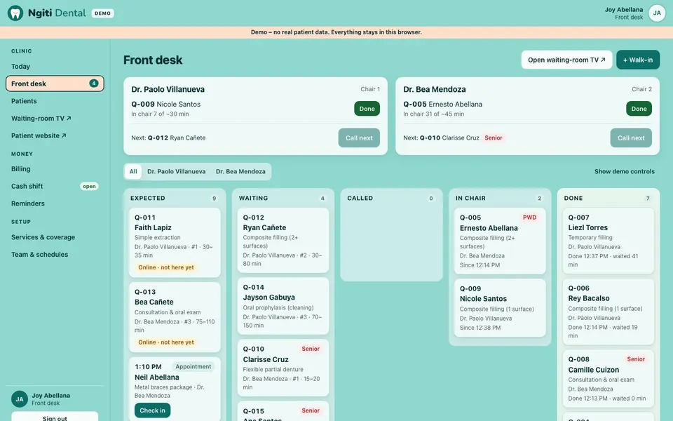 Dental Clinic Queue & Booking screenshot