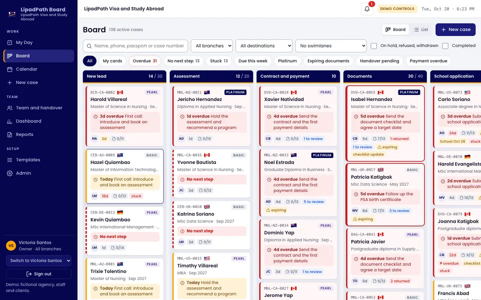 Immigration Agency Case Board screenshot